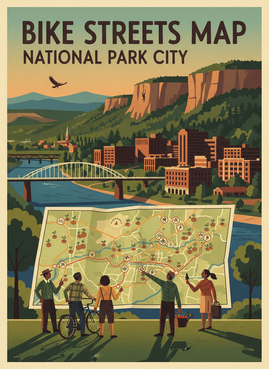 Community Gardens Bike Streets Map